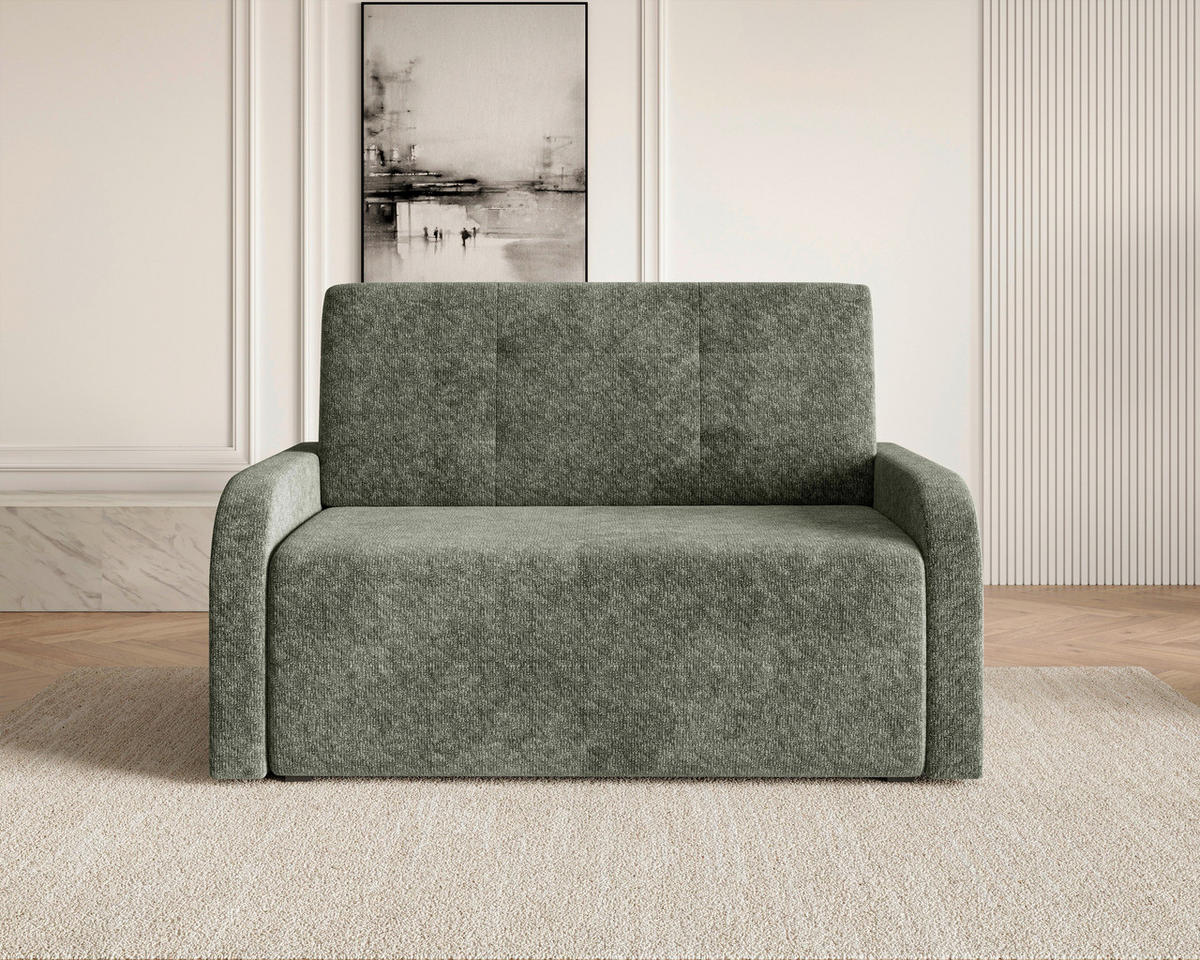 SCHLAFSOFA Chenille Dunkelgrün  inkl. Bettkasten, Schlaffunktion, Rücken echt, Liegefläche im Originalstoff  - Dunkelgrün/Schwarz, MODERN, Kunststoff/Textil (190/90/100cm) - Milino