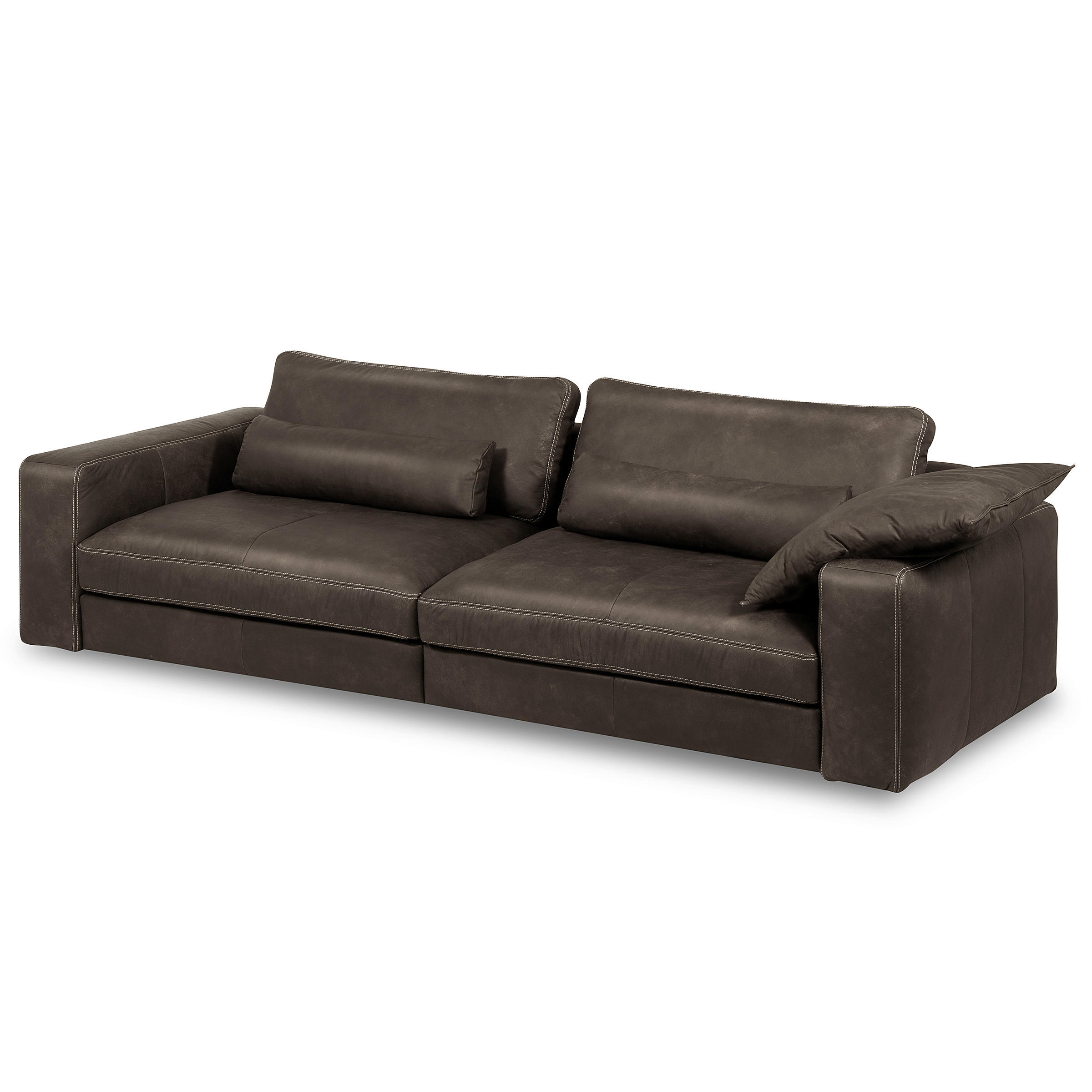3-SITZER-SOFA  in Echtleder Fango   - Fango/Beige, Design, Leder/Kunststoff (300/85/123cm) - Livetastic