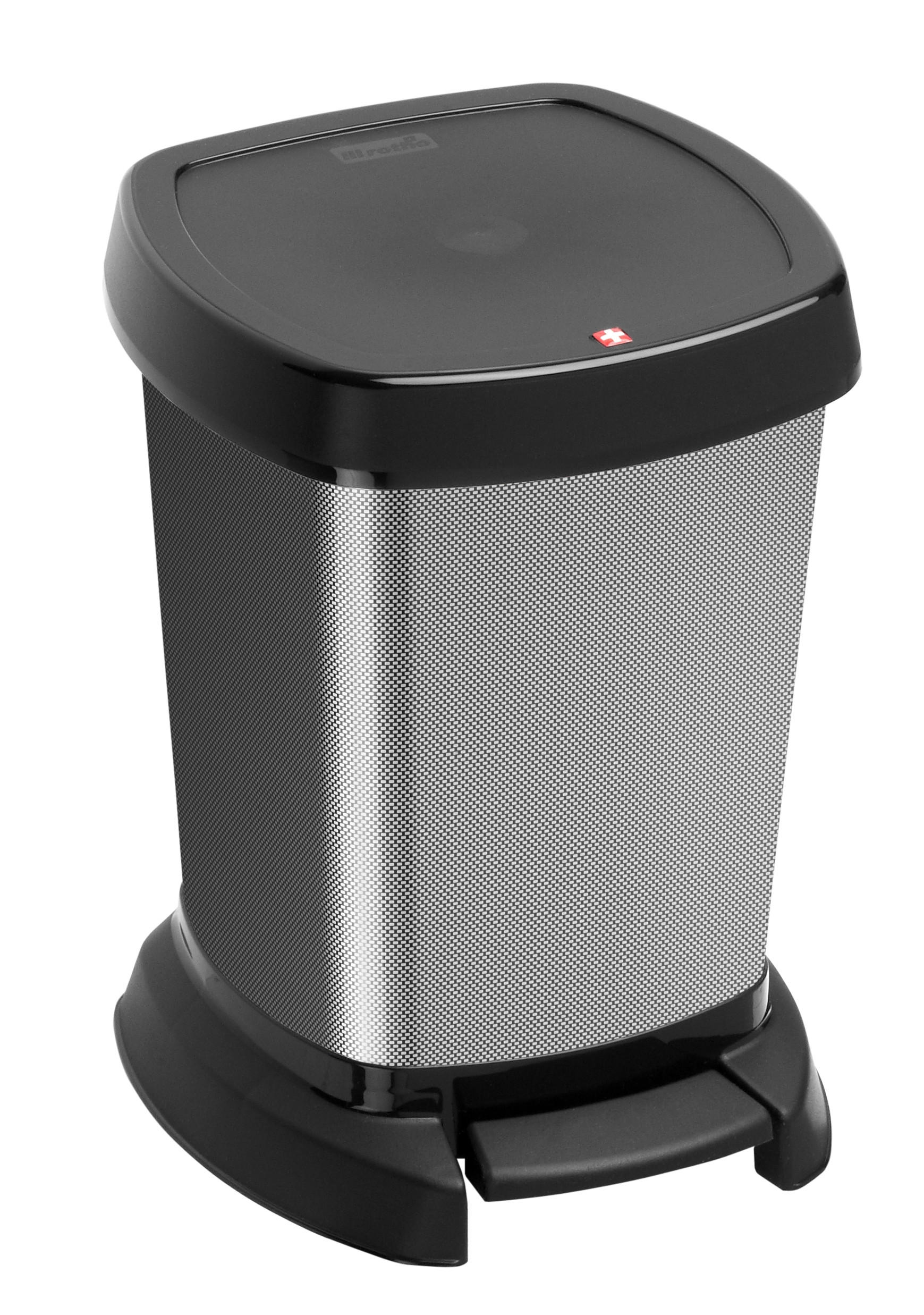 KOSMETIKEIMER PASO 6 L  - Edelstahlfarben/Schwarz, Basics, Kunststoff (23,4/21,9/29,5cm) - Rotho