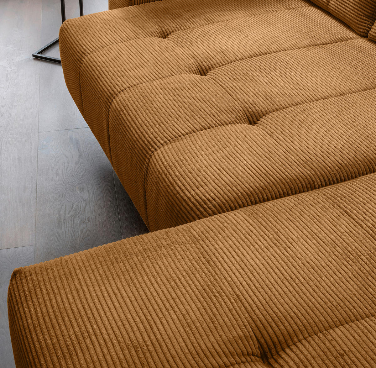 ECKSOFA in Cord Goldfarben  - Goldfarben/Schwarz, Modern, Textil/Metall (272/200cm) - Livetastic