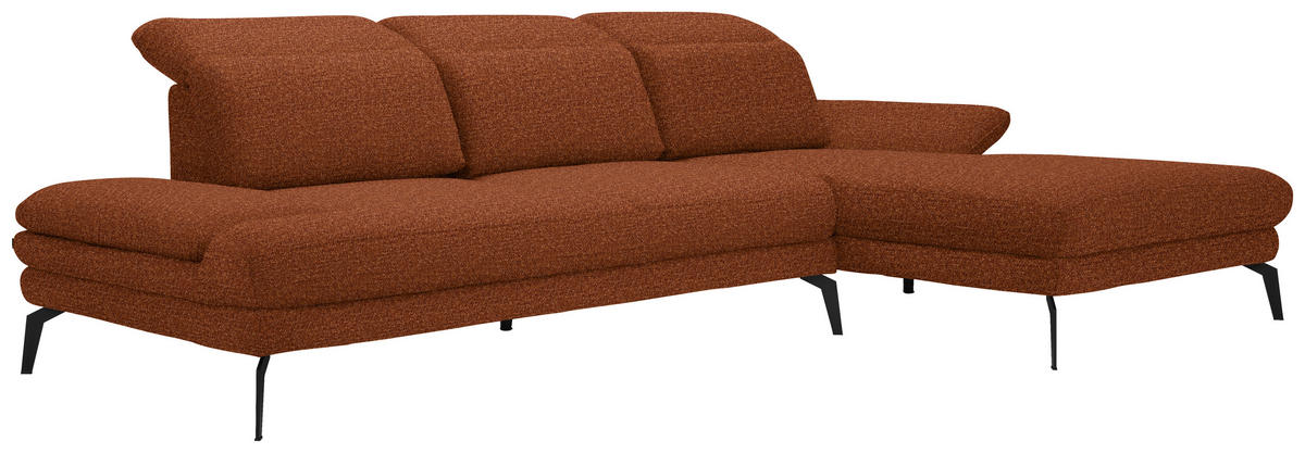 ECKSOFA in Webstoff Rostfarben  - Rostfarben/Schwarz, Design, Textil/Metall (289/180cm) - Stylife