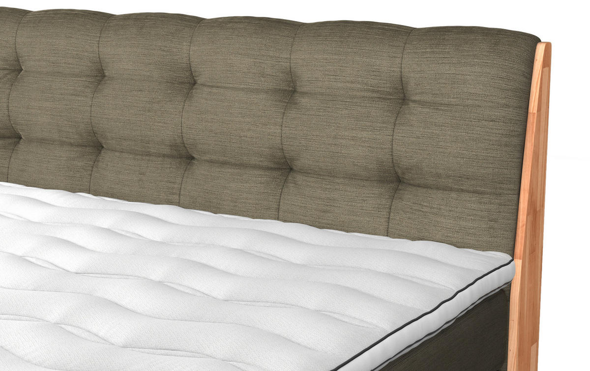 BOXSPRING-ÁGY 180/200 cm  zöld  - fekete/zöld, Natur, textil/fa (180/200cm)