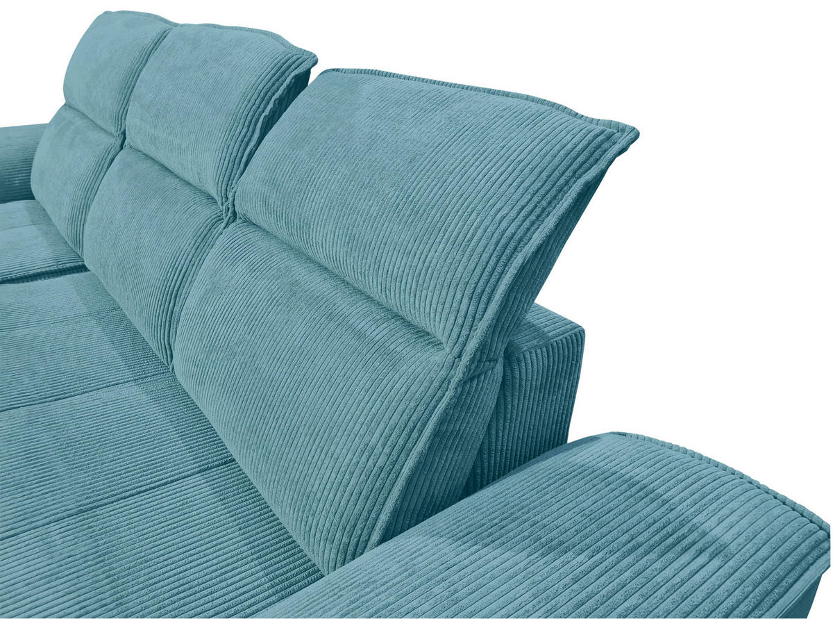 ECKSOFA Türkis Cord  - Türkis/Schwarz, KONVENTIONELL, Textil/Metall (196/290cm) - Carryhome