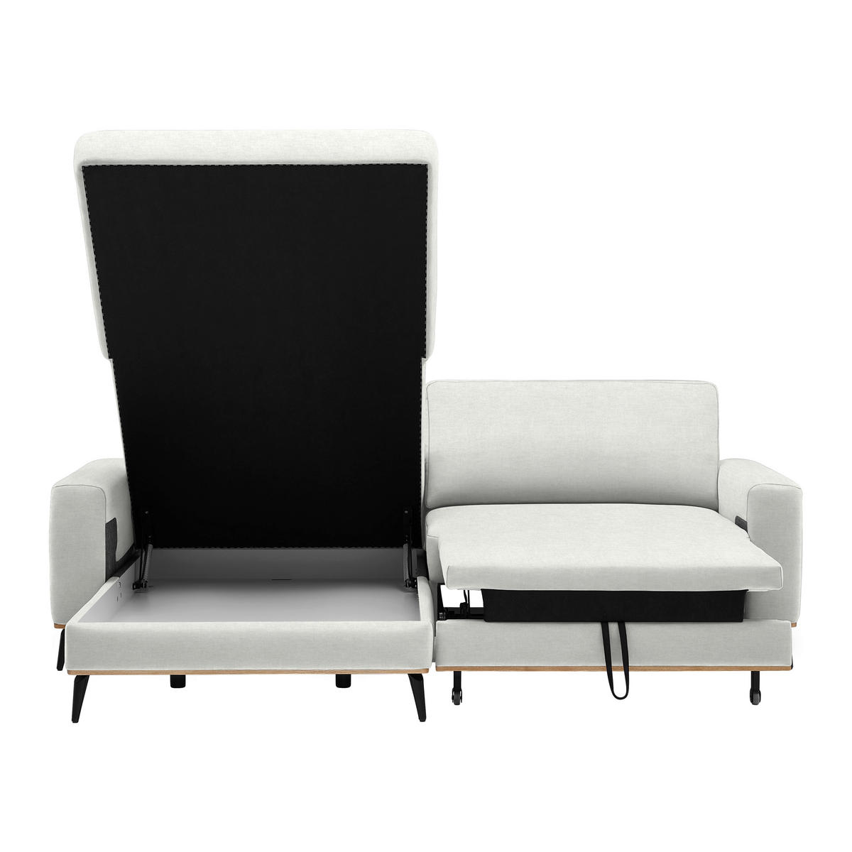 ECKSOFA Chenille Creme  - Creme/Schwarz, Konventionell, Holz/Textil (167/87/234cm) - MID.YOU