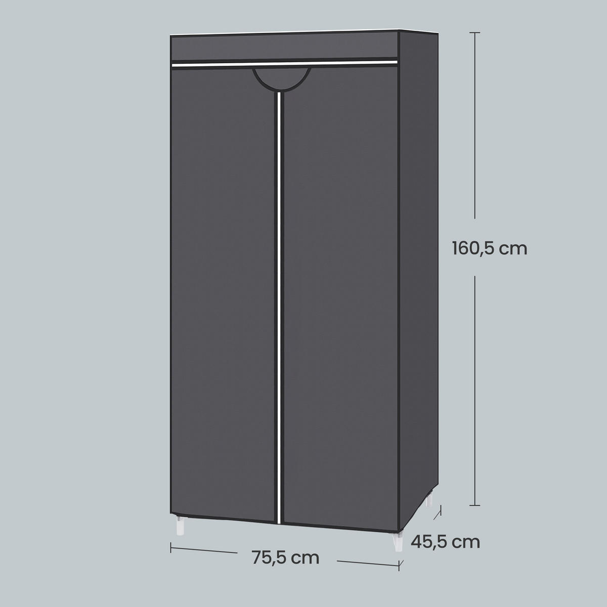 STOFFSCHRANK Grau  - Grau, Basics, Textil/Metall (75/160/45cm) - Boxxx