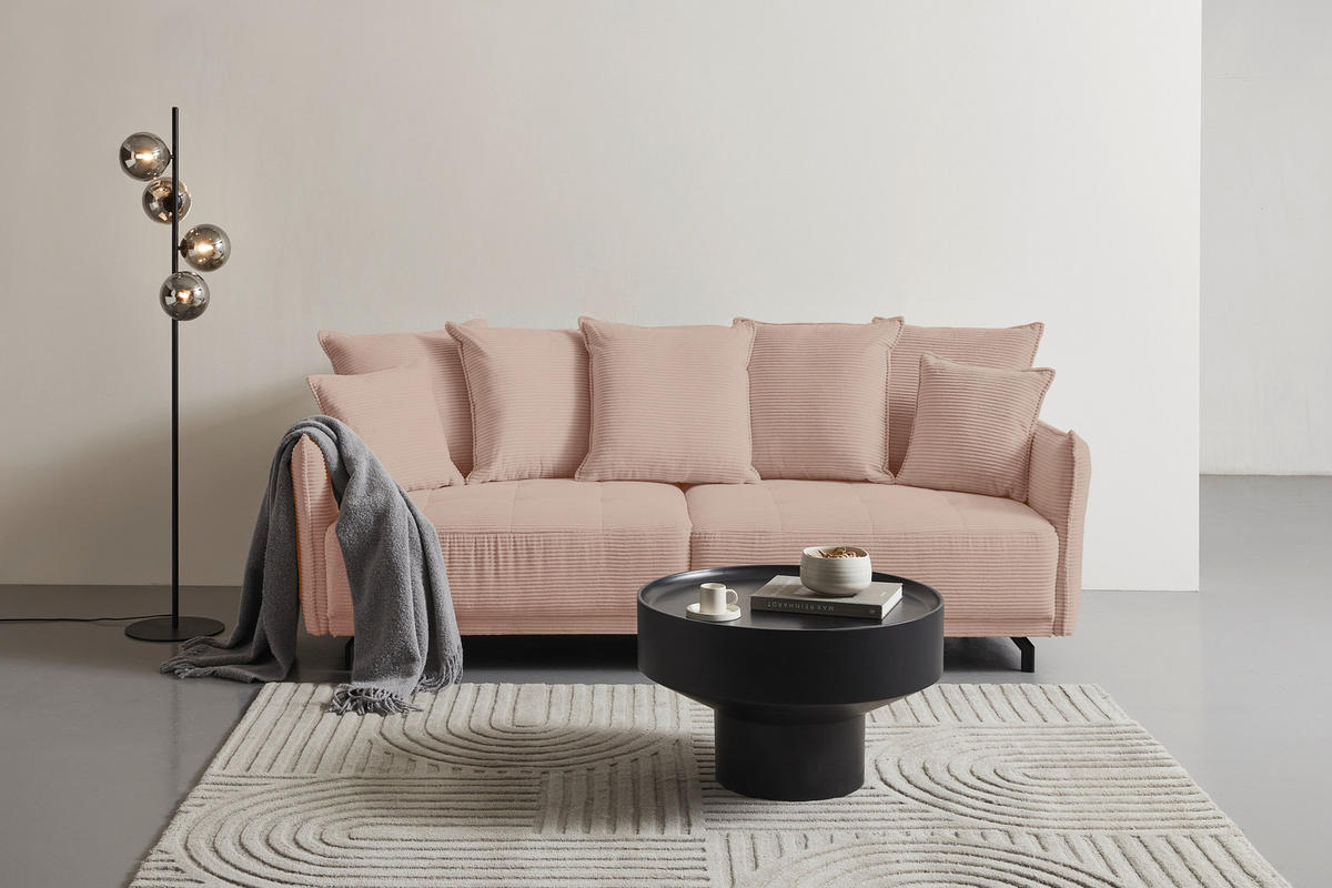 BIGSOFA Cord Rosa  - Schwarz/Rosa, Design, Textil/Metall (226/91/103cm) - Carryhome