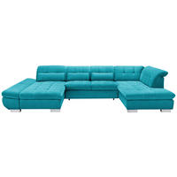 SALON PANORAMIQUE in Mikrofaser Türkis  - couleur chromée/turquoise, Design, textile/matière synthétique (204/350/211cm) - Xora