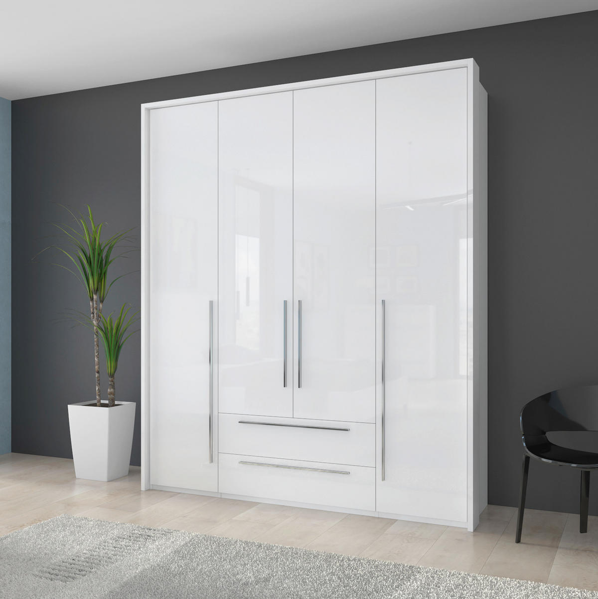 ORMAR SA KLASIČNIM VRATIMA bela, bela visoki sjaj  187/226/60 cm  - bela visoki sjaj/bela, Dizajnerski, pločasti materijal/plastika (187/226/60cm)