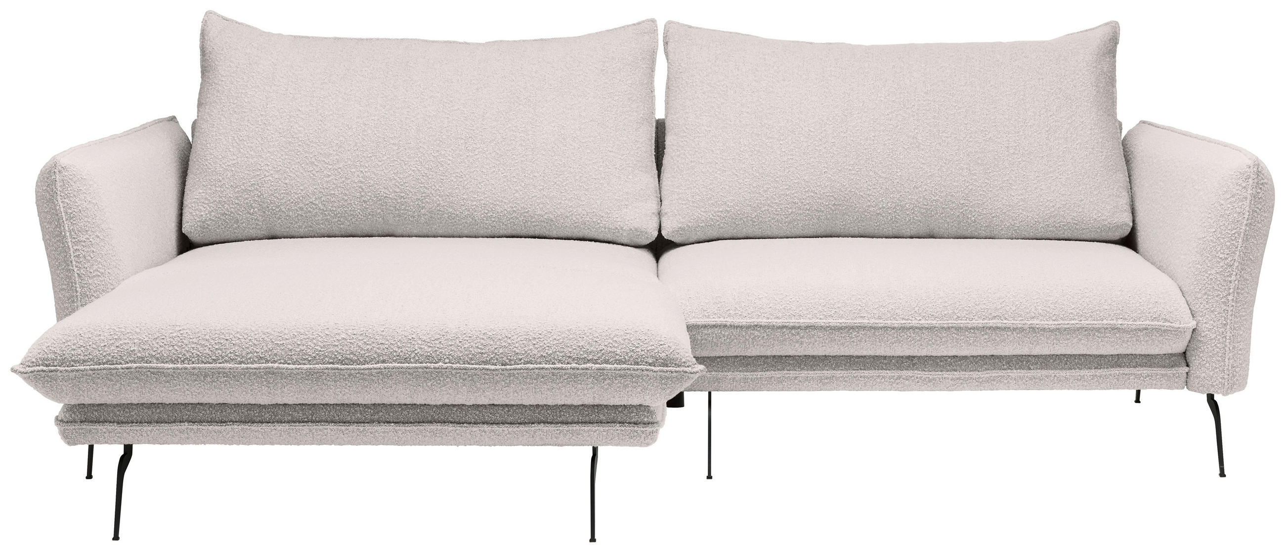 ECKSOFA Rosa Bouclé  - Schwarz/Rosa, Design, Textil/Metall (182/277cm) - Stylife