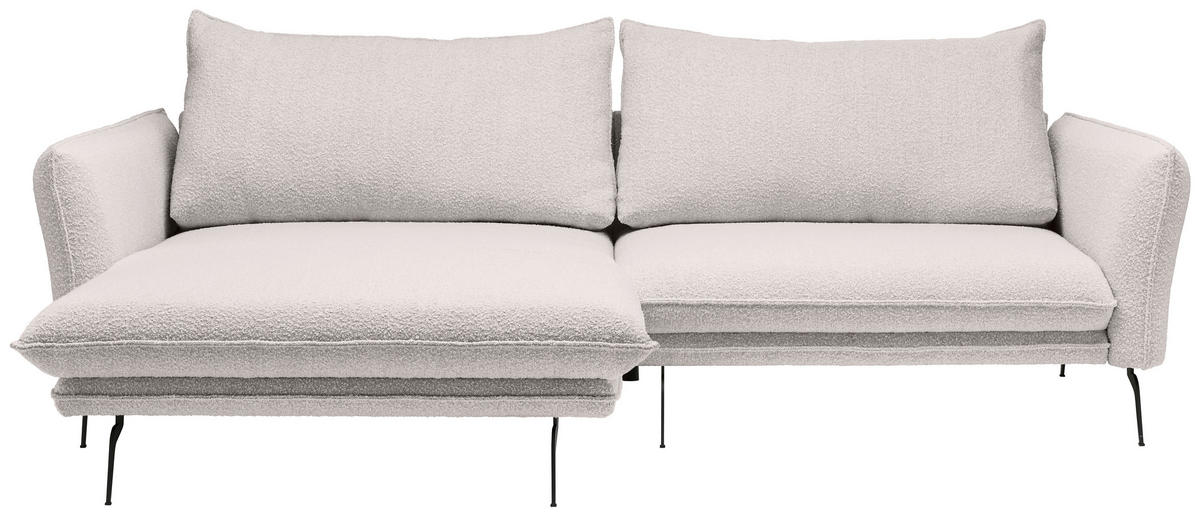 ECKSOFA Rosa Bouclé  - Schwarz/Rosa, Design, Textil/Metall (182/277cm) - Stylife