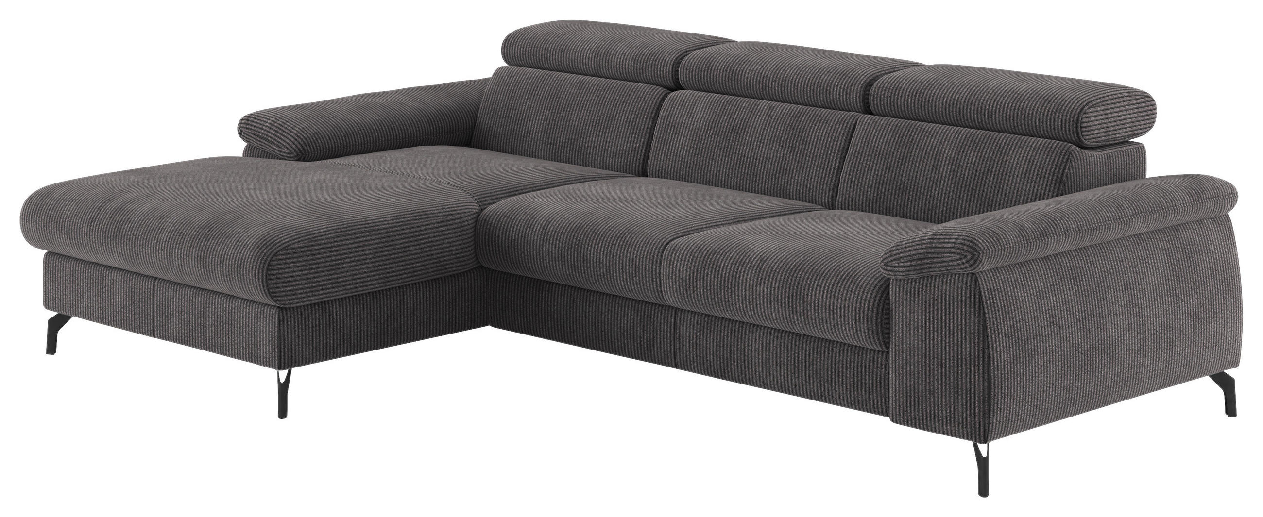 ECKSOFA Anthrazit Cord  - Anthrazit/Schwarz, Design, Textil/Metall (166/244cm) - Livetastic