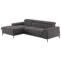 ECKSOFA in Cord Anthrazit  - Anthrazit/Schwarz, Design, Textil/Metall (166/244cm) - Livetastic