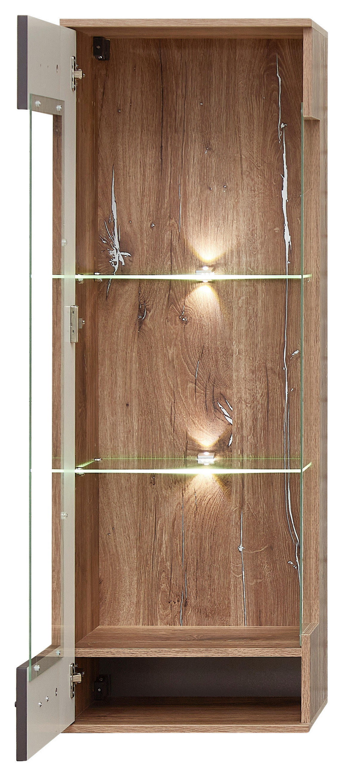 VISEĆA VITRINA   - crna, Moderno, staklo/metal (45/129/38cm) - Mömax