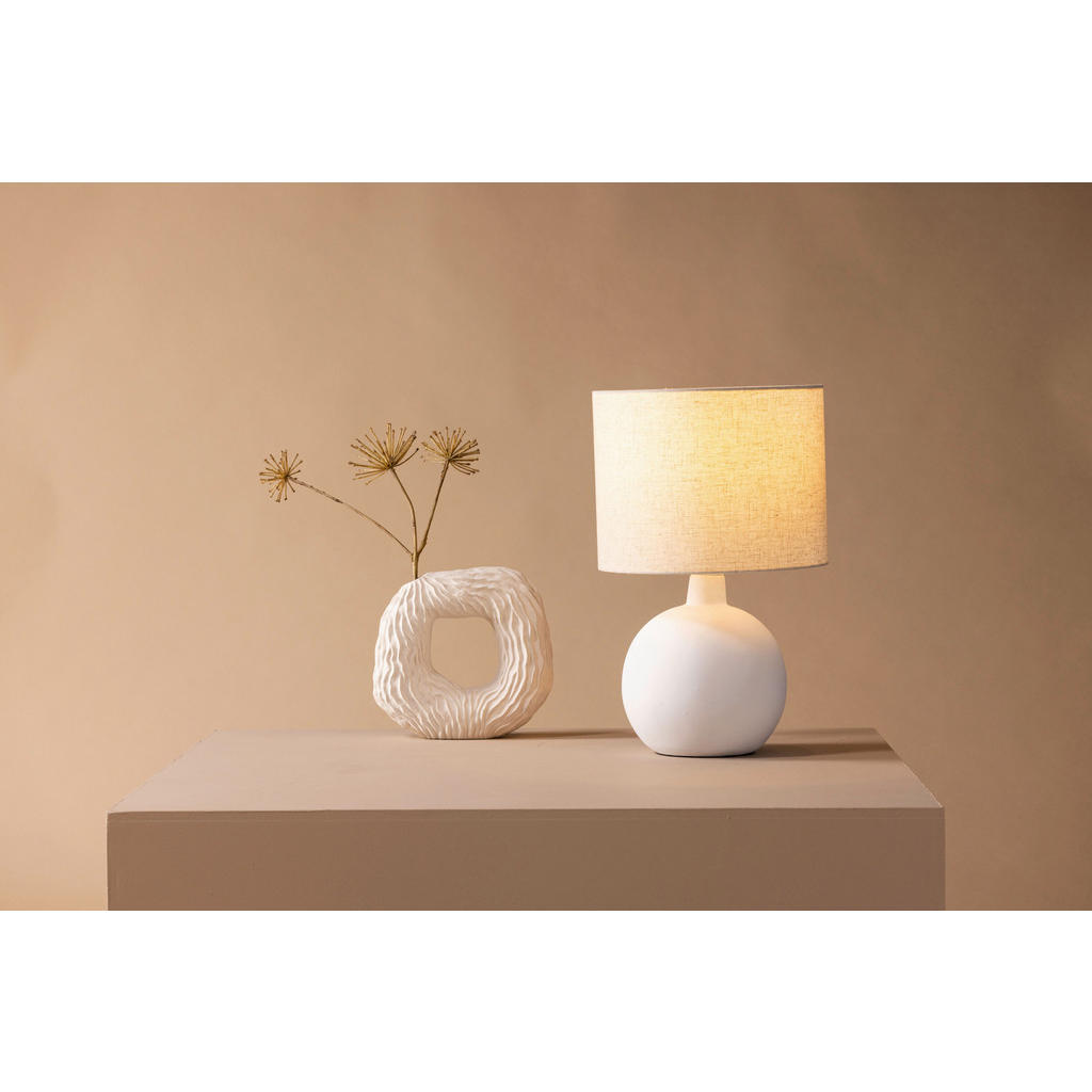 Thumbnail - P & B Tischleuchte, Beige, Textil, zylindrisch,zylindrisch, 32x51x32 cm, Lampen & Leuchten, Innenbeleuchtung, Tischlampe...