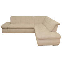 ECKSOFA  in Mikrofaser Beige  273/216 cm  - Chromfarben/Beige, KONVENTIONELL, Textil/Metall (273/216cm) - MID.YOU
