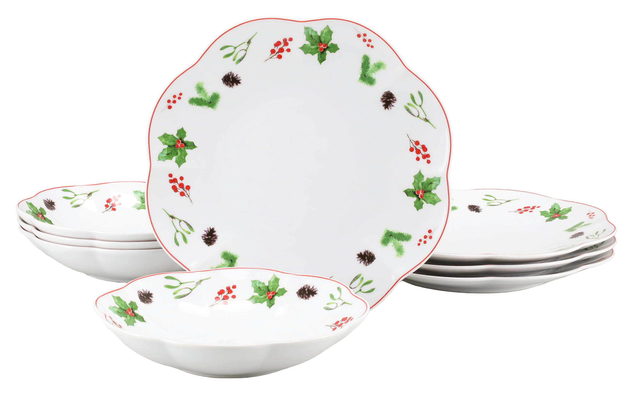 TAFELSERVICE Multicolor, Weiß Naomi Weihnachten 8-teilig 4 Personen  - Multicolor/Weiß, Basics, Keramik - Creatable