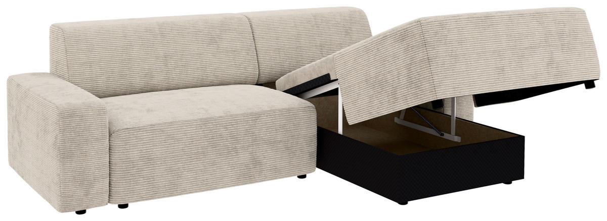 ECKSOFA in Cord Creme  246/162 cm  - Creme/Schwarz, MODERN, Kunststoff/Textil (246/162cm) - Trendmanufaktur