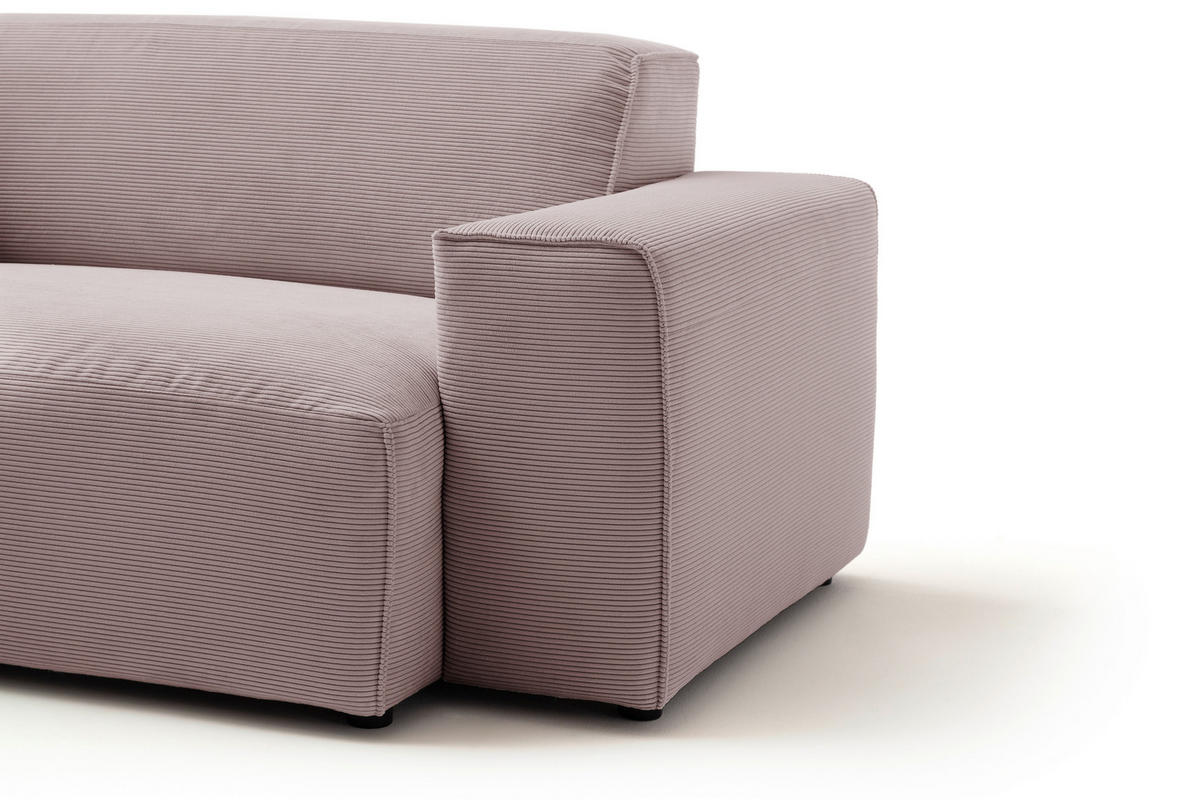 ECKSOFA Altrosa Cord  - Schwarz/Altrosa, Design, Kunststoff/Textil (230/189cm) - Pure Home Lifestyle