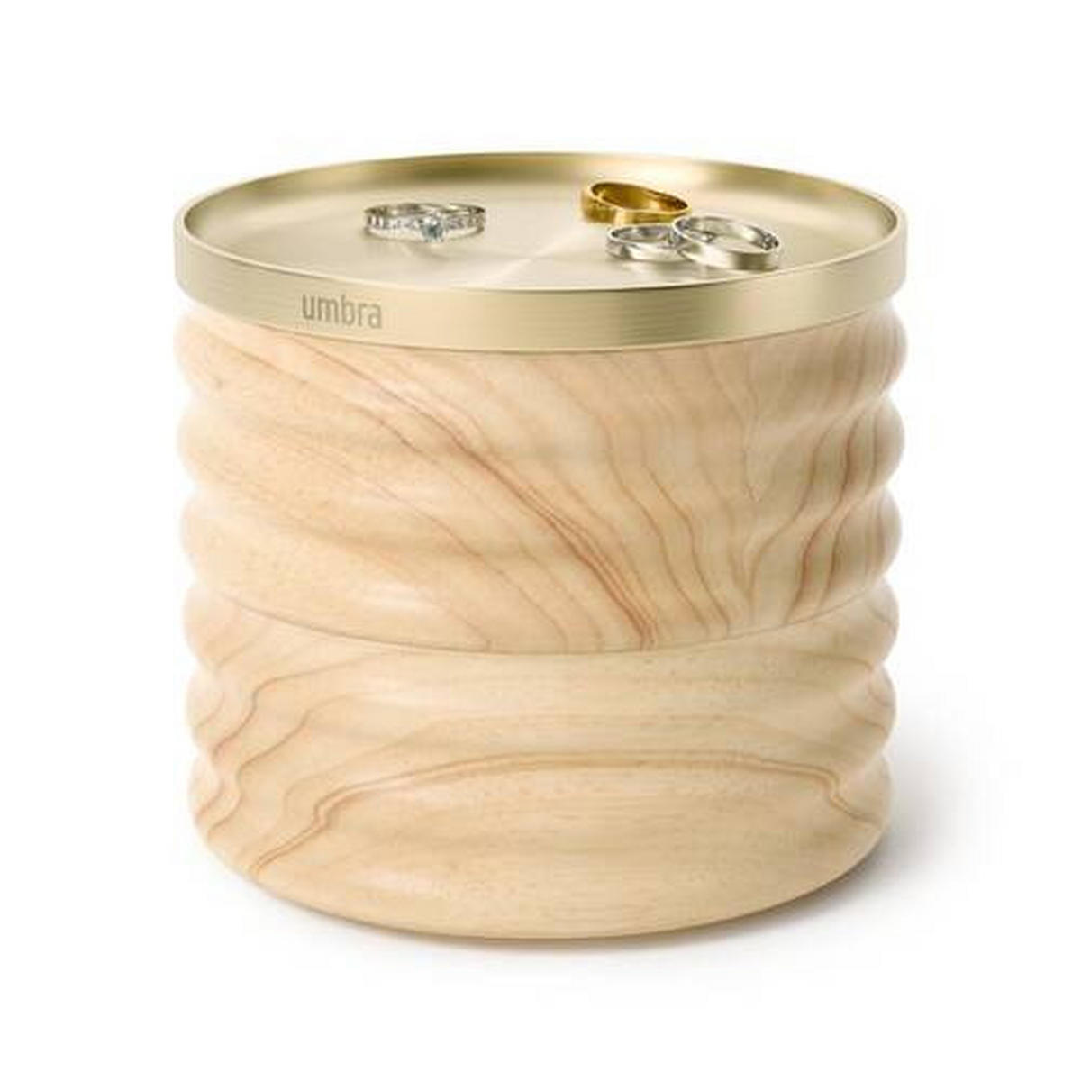SCHMUCKSCHATULLE - Messingfarben/Kernbuche, KONVENTIONELL, Holz/Metall (12.7/11.7/12cm) - Umbra