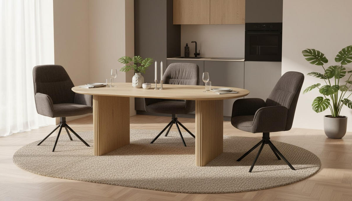 ESSTISCH 200/100/75 cm Nachbildung  Holzwerkstoff oval Eiche Artisan  - Eiche Artisan, MODERN, Holzwerkstoff (200/100/75cm) - MID.YOU