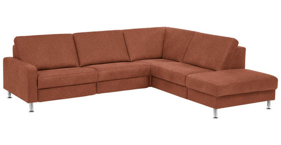 ECKSOFA in Mikrofaser Rotbraun 275/242 cm - Rotbraun/Alufarben, Design, Textil/Metall (275/242cm) - Dieter Knoll