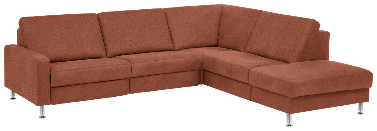 ECKSOFA in Mikrofaser Rotbraun  - Rotbraun/Alufarben, Design, Textil/Metall (275/242cm) - Dieter Knoll