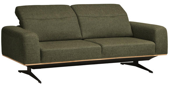 3-SITZER-SOFA Struktur Olivgrün - Schwarz/Olivgrün, Design, Textil/Metall (205/76-97/102cm) - Novel