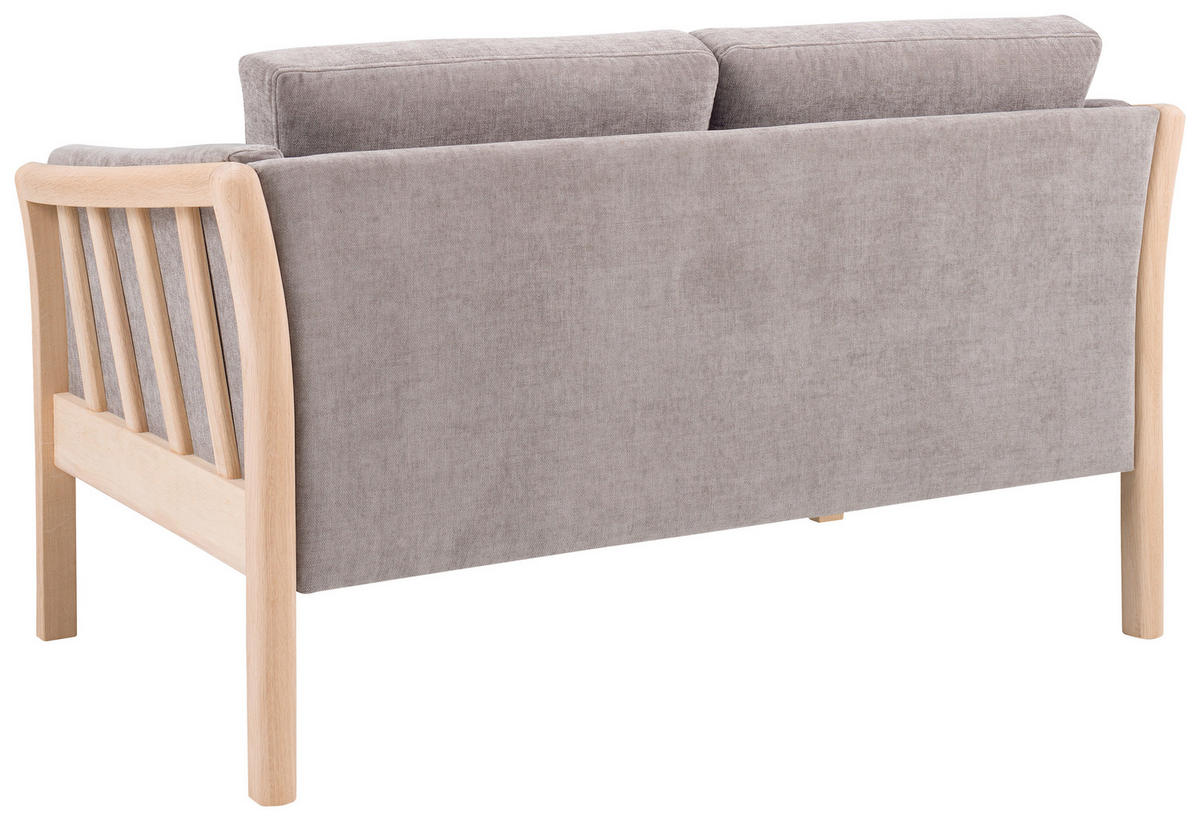 2-SITZER-SOFA Chenille Hellgrau, Eichefarben  - Eichefarben/Hellgrau, Design, Holz/Textil (142/79/82cm)