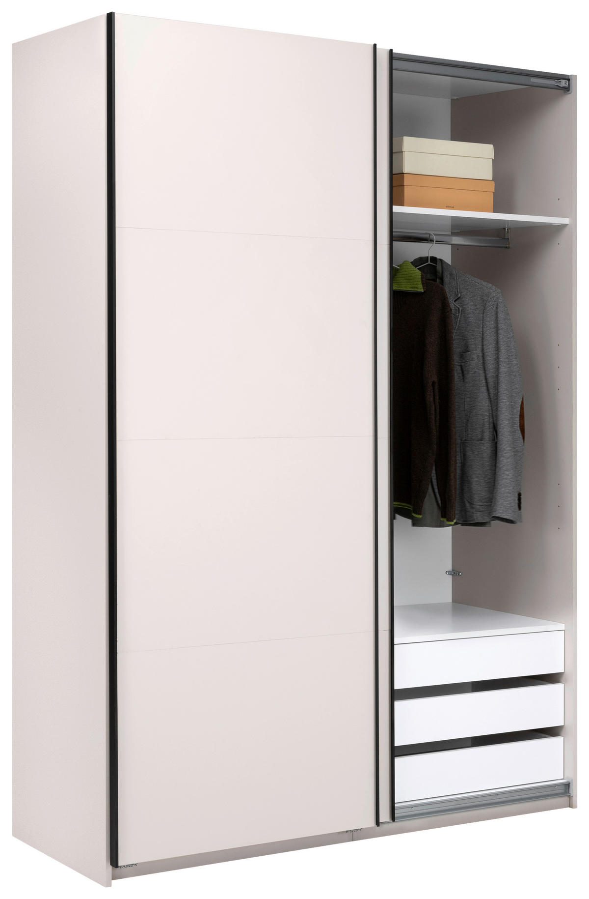 SCHIEBETÜRENSCHRANK 150/211,5/61,5 cm 2-türig Kaschmir  - Kaschmir/Schwarz, MODERN, Holzwerkstoff/Metall (150/211,5/61,5cm) - MID.YOU