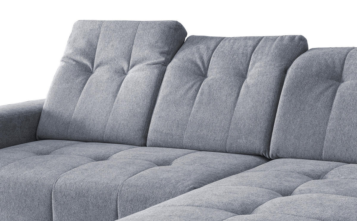 ECKSOFA in Chenille Hellblau  - Schwarz/Hellblau, Modern, Textil/Metall (258/180cm) - Livetastic