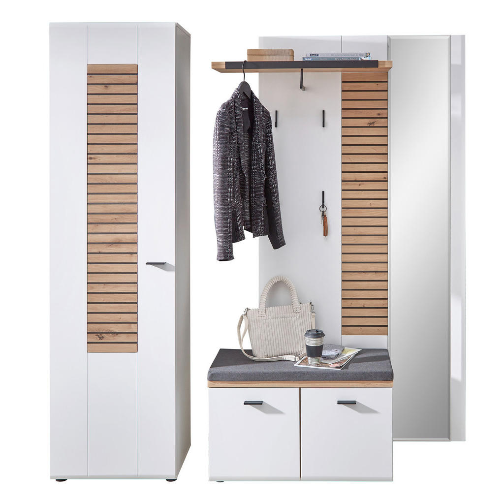 Garderobe Fresno Eiche Artisan/weiß B: 187 Cm