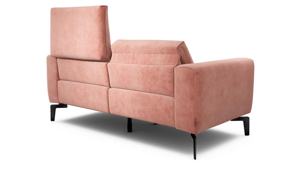 Zweisitzer inkl. Hocker Samt Rosa  - Schwarz/Rosa, Design, Textil/Metall (180/86/86-94cm) - SENSOO