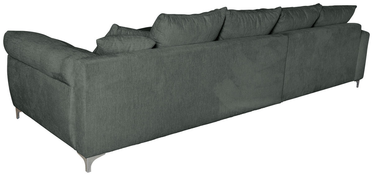 ECKSOFA Dunkelgrau Chenille  - Chromfarben/Dunkelgrau, KONVENTIONELL, Textil/Metall (227/329cm) - Carryhome