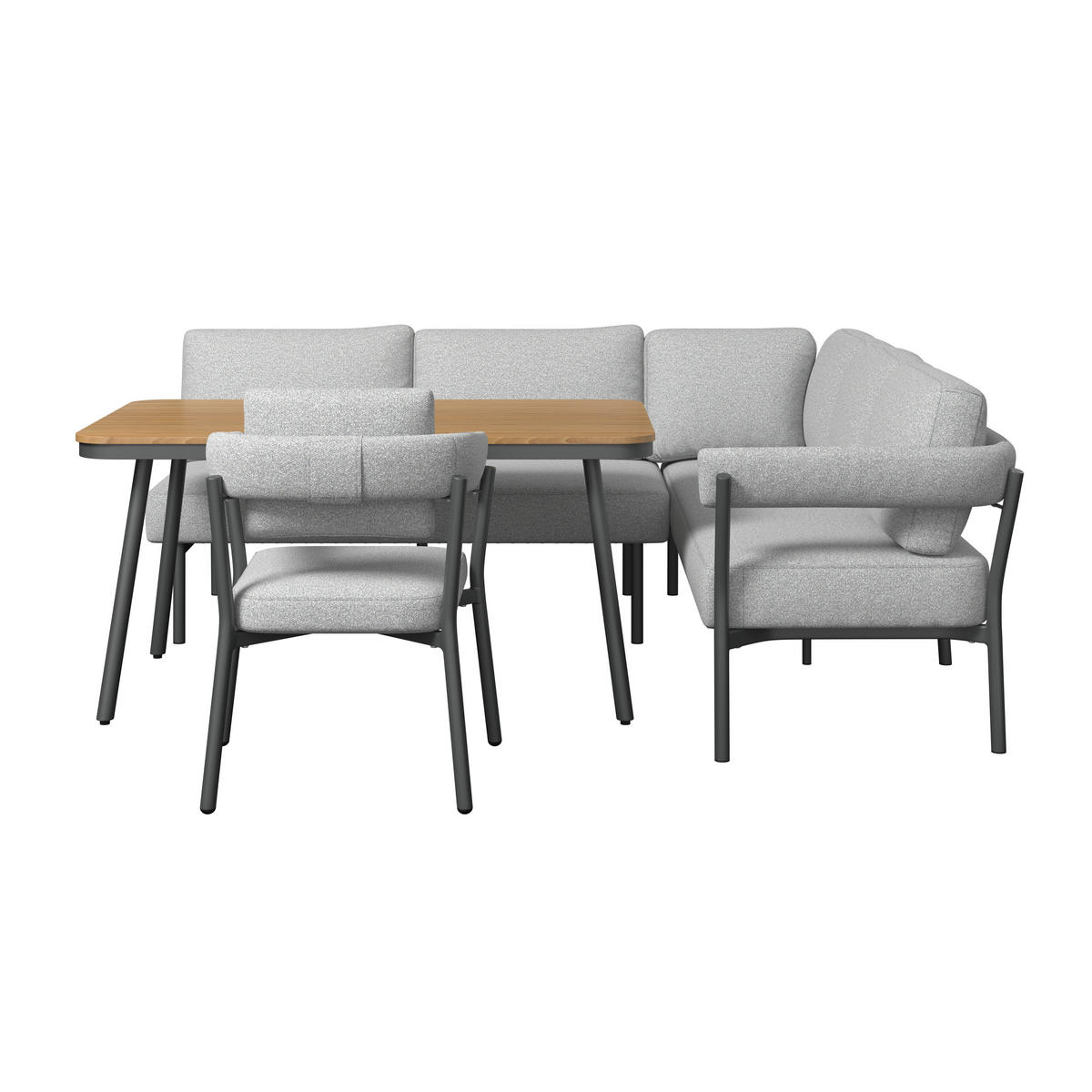 LOUNGEGARNITUR 218/188 cm Aluminium, Stahl  - Anthrazit/Hellgrau, MODERN, Kunststoff/Textil (218/188cm) - Ambia Garden