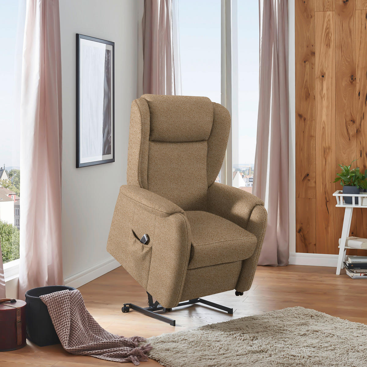 OHRENSESSEL in Mikrofaser Beige  - Beige/Schwarz, Konventionell, Textil (85/117/84cm) - Cantus