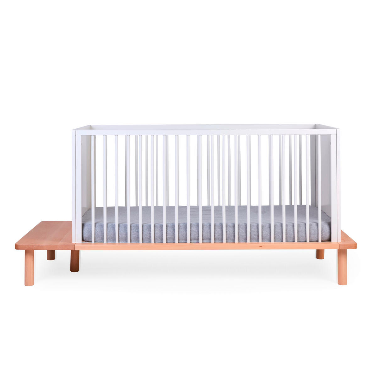 GITTERBETT Evobed 5in1 Naturel inkl. Rausfallschutz B140PLF  - Weiß/Naturfarben, KONVENTIONELL (182/84/84cm) - Childhome
