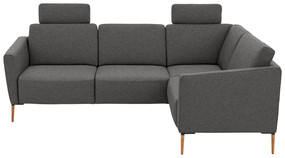 ECKSOFA  in Flachgewebe Anthrazit Rücken echt  238/186 cm  - Eichefarben/Anthrazit, Design, Holz/Textil (238/186cm) - Valnatura