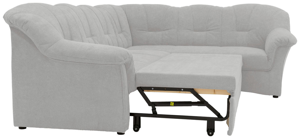 ECKSCHLAFSOFA Hellgrau Mikrofaser  - Hellgrau/Schwarz, KONVENTIONELL, Kunststoff/Textil (243/192cm) - MID.YOU