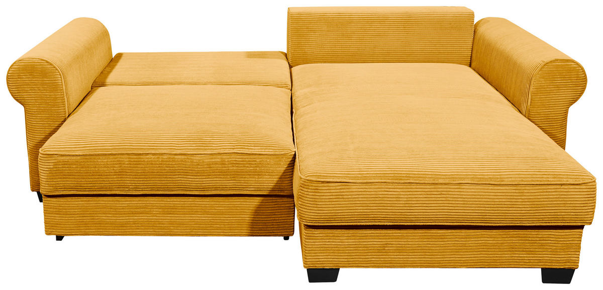 ECKSOFA Gelb Cord  - Gelb/Schwarz, KONVENTIONELL, Kunststoff/Textil (255/185cm) - Hom`in