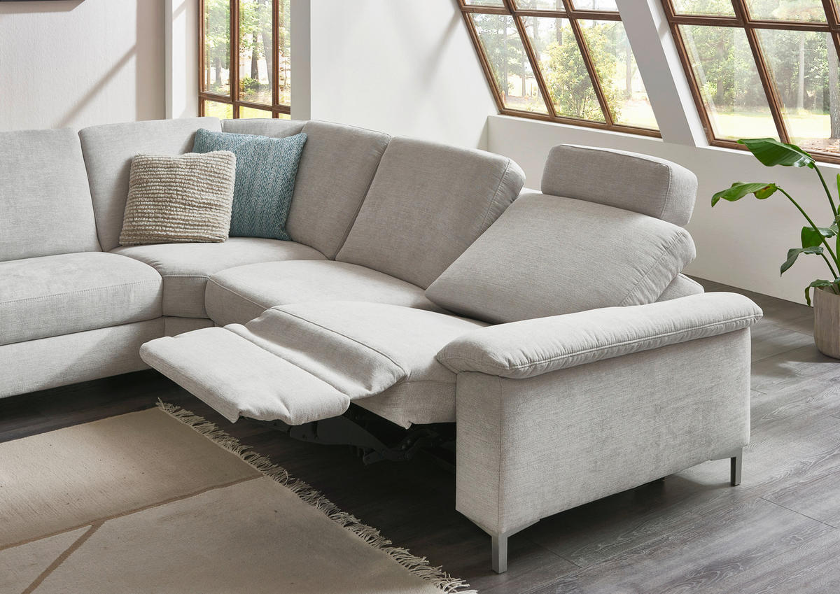 WOHNLANDSCHAFT in Chenille Silberfarben, Hellgrau  - Silberfarben/Hellgrau, Design, Textil/Metall (265/333/170cm) - Dieter Knoll