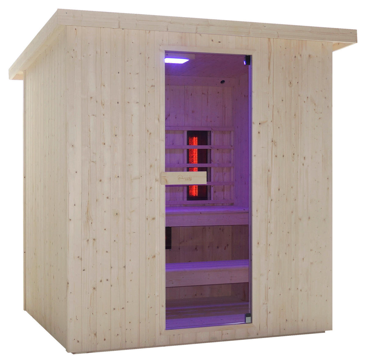 INFRAROTKABINE für 4-6 Personen Lahti  - Fichtefarben, KONVENTIONELL, Holz (198/181,5/202,2cm) - Sanotechnik