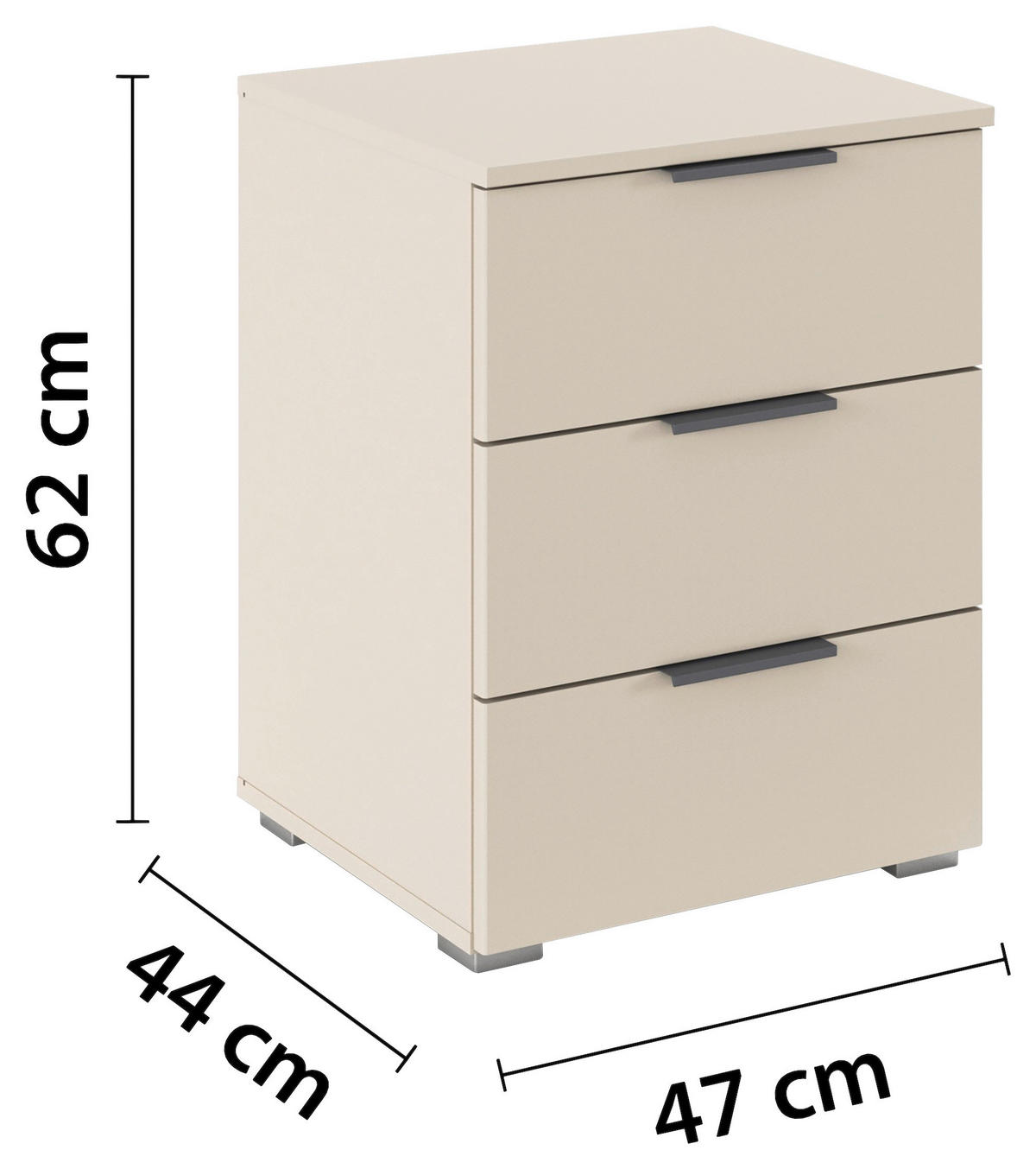 NACHTKÄSTCHEN 47/62/42 cm  in Champagner  - Champagner/Alufarben, Modern, Holzwerkstoff (47/62/42cm) - Rauch Möbel