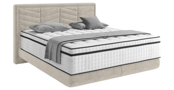 BOXSPRINGBETT 180/200 cm in Hellgrau - Hellgrau/Schwarz, KONVENTIONELL, Kunststoff/Textil (180/200cm) - Carryhome