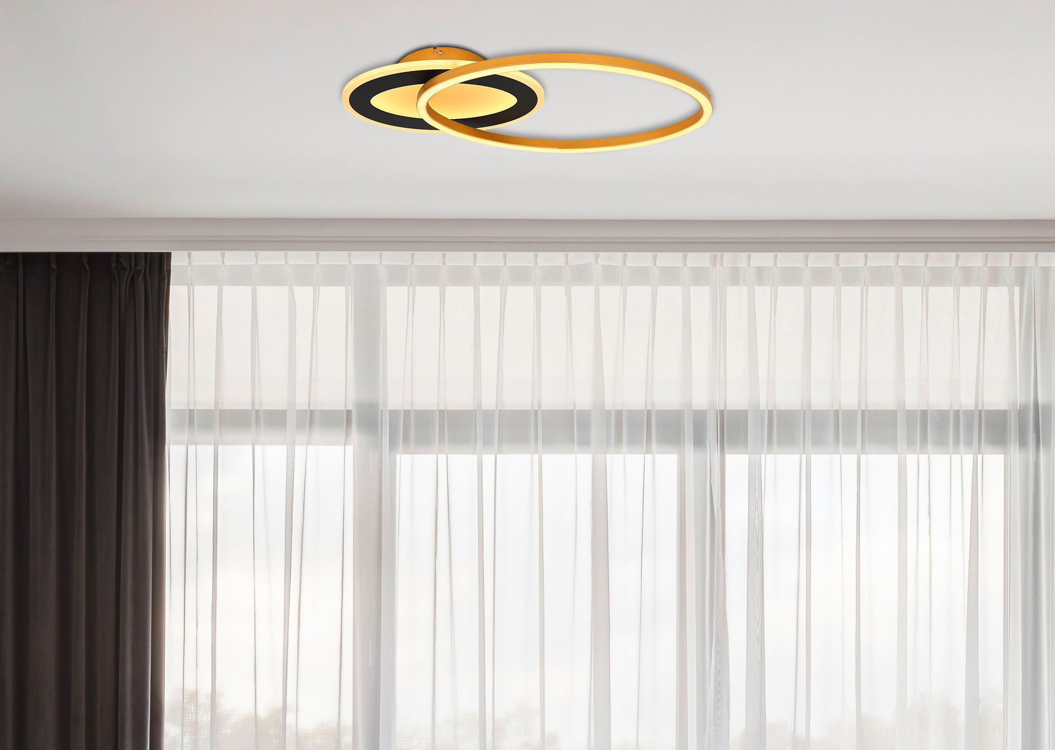 LED-DECKENLEUCHTE 24 W    53/23,5/7 cm  - Goldfarben/Opal, Design, Kunststoff/Metall (53/23,5/7cm) - Globo