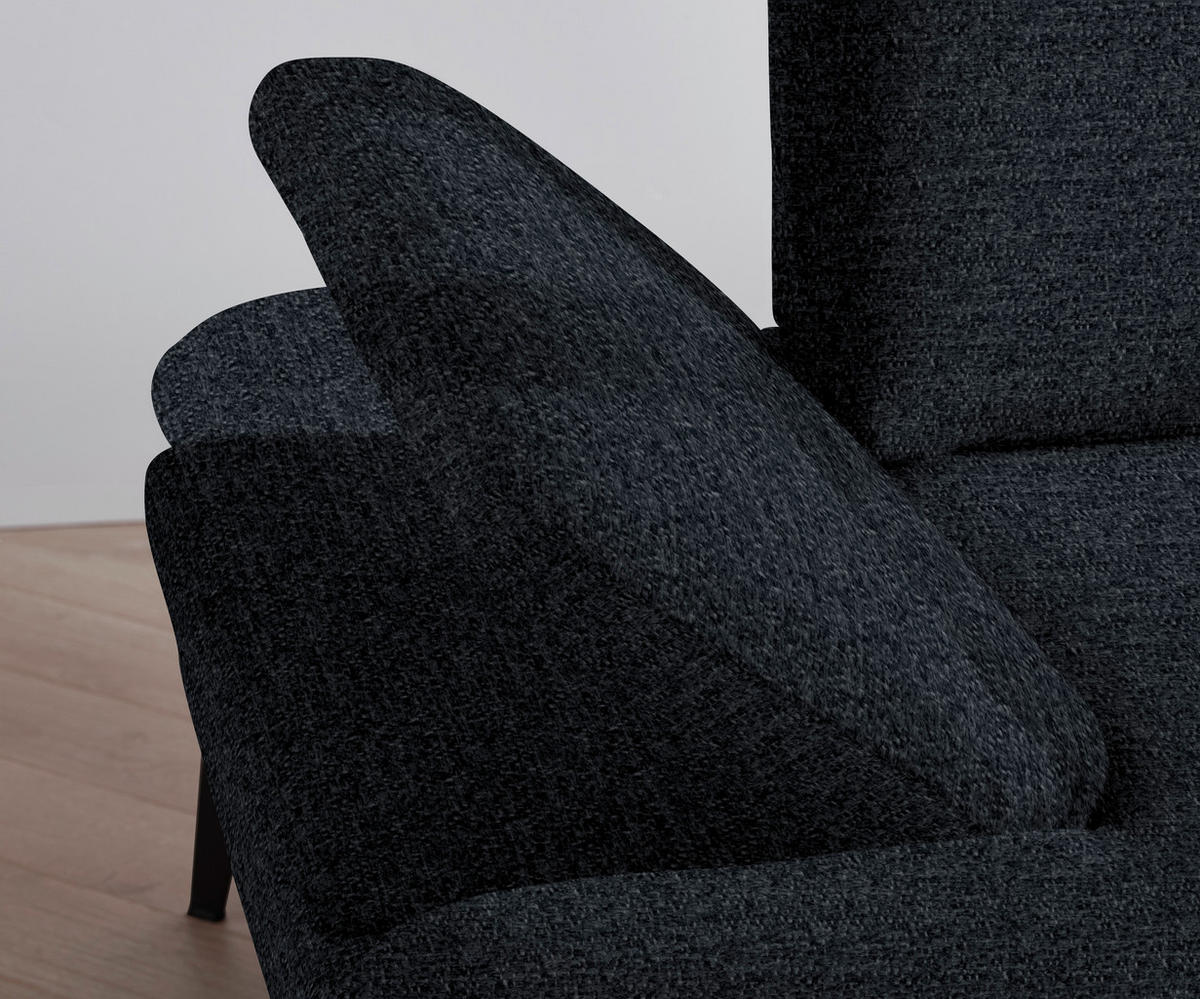 ECKSOFA in Webstoff Anthrazit  - Anthrazit/Schwarz, Design, Textil/Metall (289/180cm) - Stylife