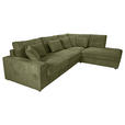 ECKSOFA Olivgrün Cord Zierkissen, Rückenkissen, Rücken echt  - Schwarz/Olivgrün, MODERN, Kunststoff/Textil (307/228cm) - Carryhome