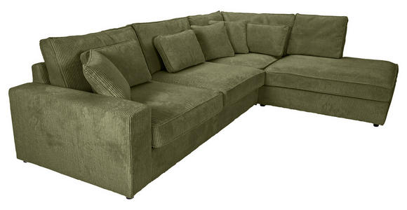 ECKSOFA Olivgrün Cord Zierkissen, Rückenkissen, Rücken echt  - Schwarz/Olivgrün, MODERN, Kunststoff/Textil (307/228cm) - Carryhome