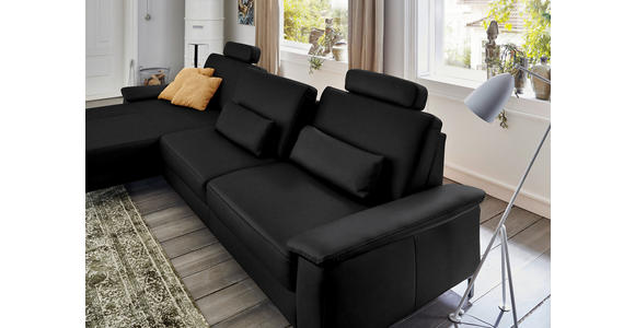 ECKSOFA in Echtleder Schwarz  - Schwarz, Design, Leder/Metall (176/334cm) - Dieter Knoll