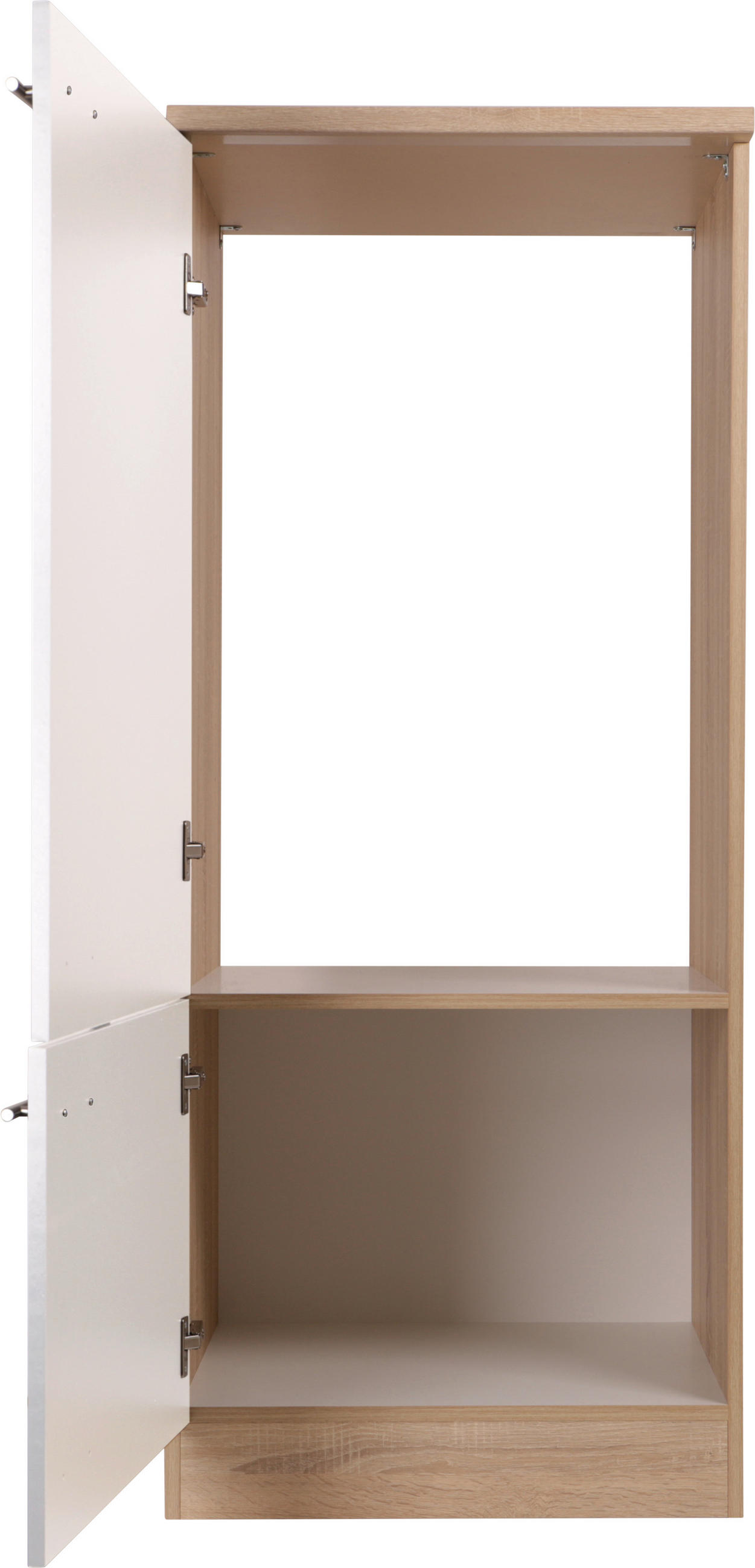 GERÄTEUMBAUSCHRANK 60/144,8/60 cm  in Weiß, Eichefarben  - Eichefarben/Silberfarben, Basics, Holzwerkstoff/Metall (60/144,8/60cm) - Respekta