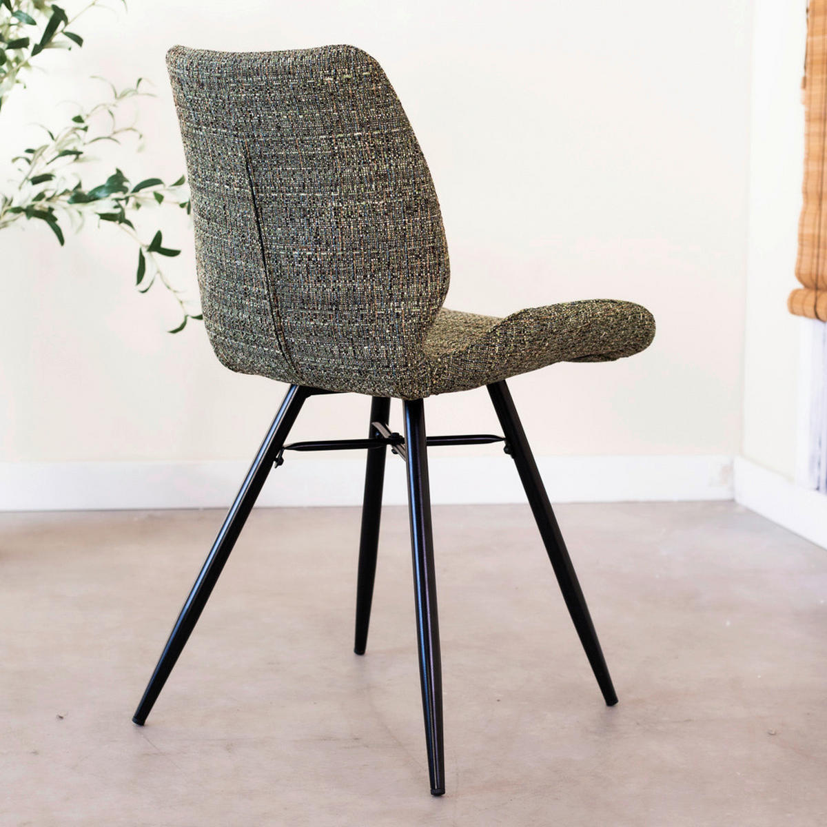 STUHL-SET 4 Stück  in Chenille  - Schwarz/Grün, Design, Textil (47/82/55cm) - MID.YOU